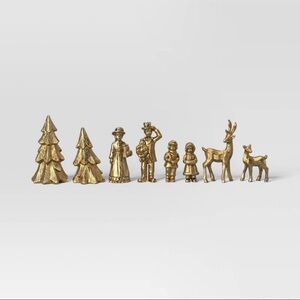 New! Wondershop 8pk Gold Holiday Polyresin Animals, Trees, People Decor Set
